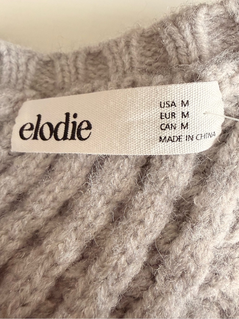 ELODIE Diamond Knit Crewneck Sweater Heather Grey Medium NWT - Picture 5 of 7